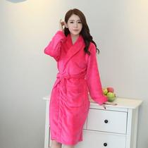 Long Bathrobe Women flower Flannel Kimono Bath Robe