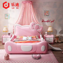 Child Bed Girl Bed Girl Bed Dream Castle Single Bed with Baby Cardbar Pink Belt Slide