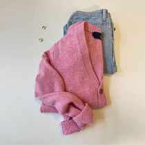 Honey color xuan high-end milk fufu sweater women 2022 autumn new pink knitted cardigan lazy wind top