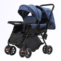 Twin baby strollers sit back and forth and can sit down and lie two large baby trolleys
