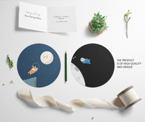 yeap fun illustration dog personality round non-slip super soft decorative mouse pad two discover space treasure