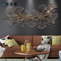 Wall decoration home wrought iron pendant restaurant living room wall three-dimensional creative entrance hall ginkgo leaf background wall decoration