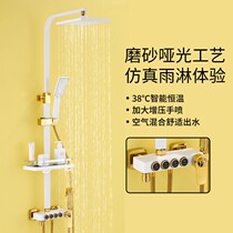 YR Shower Suit Home Shower Black Gold Platinum Large Shower Head Full Copper Bath Nozzle Square Bathroom Black Shower