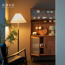 Park and wood for Nordic Dining Side Cabinet Solid Wood Black Walnuts Light Lavish Minima Living Room Day Style Tea Water Cabinet Integrated High Cabinet