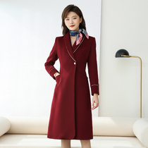 High-end Air Brother-in-law Career Great Clothes Women Winter Clothing Front Office Sales Department Jewelry Store Tooling Work Sweater Jacket Positive Dress