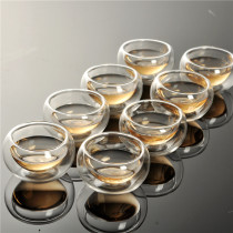 8 Small Tea Cups Heat Resistant Glass Double Layer Tea Bowls Kung Fu Tea Utensils Glass Orchid Cups