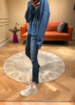 Xiangjia take off from dusk autumn and winter straight tube thin skinny ankle-length pants plus velvet jeans women
