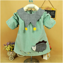 Midoukuer boys and girls reverse dressing spring autumn and winter large wick thick striped velvet waterproof eating clothes baby coveralls