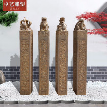 Stone carving horse pile antique blue stone Old four gods beast door courtyard decoration natural marble Bolt horse pile ornaments