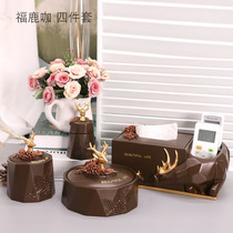 Creative European living room desktop tissue box Household napkin paper box Nordic Elk pumping paper box Remote control storage box