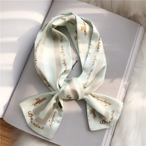 Trendy spring and autumn small silk scarf female decoration Korean long scarf ins Joker Korean narrow spring tie scarf