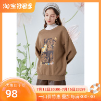 Three colours 2022 spring autumn new full cotton interesting cartoon printed covering hooded sweatshirt comfort and casual fashion