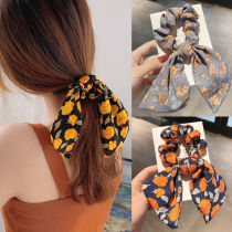 Princess Falling Hair Ring Broken Flower Bow Hair Belt Female Outgoing Temperament Tie Hair Scarf Large Intestine Female Skin