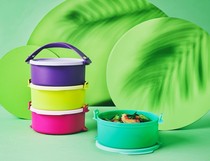 Tupperware Kali portable round bowl 4-piece set 550ML lunch box with handle microwave heating sealed refrigerated preservation