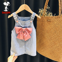 Innube Snoopy girl soft denim harness skirt Summer thin Baby foreign air child vest Skirt Tide