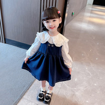 Girls autumn new dress suit childrens denim suspender skirt foreign style fashionable 2022 autumn baby skirt