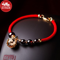 Phoenix Nirvana bracelet female garnet year of life red rope hand string ethnic style retro bell braided hand rope best friend