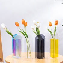 Acrylic ins vase Dazzling symphony dry flower vase Model room decoration desktop decoration Flower arrangement creative small vase