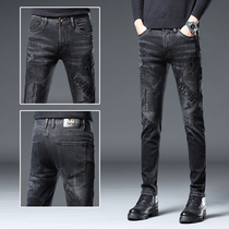 Cebrodz (Korean version of fashion) self-cultivation all-match male personality printing Lifeng high-end jeans 5551