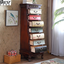 American retro-made old cabinet drawing room painted TV cabinet European solid wood cupboard bedroom vertical locker