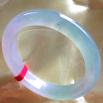 Natural Myanmar ice species floating flower jade bracelet round bar old pit clear water spring color jade bracelet pendant female model with certificate