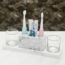 Simple marble pattern electric toothbrush holder bathroom kit toilet tray bathroom toothbrush cup soap box wash