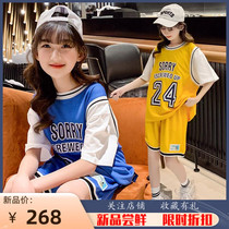 Girl Summer Clothing Suit Short Sleeves 2022 New Children Trendy Ocean Gas Great Child Summer Basketball Suit Sport Two Sets