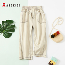 Abckids Childrens clothing Girls  pants Childrens casual pants overalls 2021 new summer clothes large childrens anti-mosquito pants