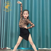 Latin Dance Suit Childrens Female Lace New Split Chinlon High-end Practice Suits suit Summer Performance Out of costume
