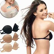 Strapless beauty back lingerie womens silicone invisible gathering thick front buckle non-slip bandeau large size bra one word thin shoulder