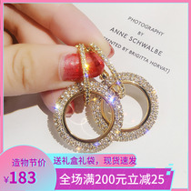 Multiple circle hoop earrings exaggerated net red personality wild drop earrings stud earrings Sterling Silver women European and American tide hypoallergenic earrings