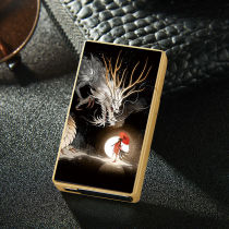 Net red metal inflatable lighter windproof blue flame straight personality creative mens custom lettering send boyfriend tide