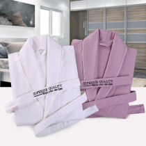 Five-star hotel bathrobe Mens and womens couple nightgown long spring and autumn adult cotton strong absorbent cotton waffle bathrobe