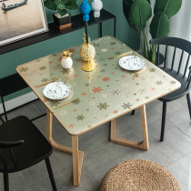 Square table tablecloth Waterproof oil-proof anti-hot leave-in PVC opaque plastic tablecloth Nordic square table mat