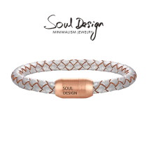 SoulDesign pure cowhide design mens leather bracelet retro red and silver couple trend retro mens and womens hand accessories