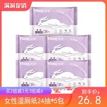 Shu Jie wet toilet paper female version 24 tablets draw * 5 packs portable privacy place popping pregnant aunt hemorrhoids wet paper towel
