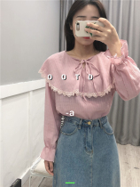 Spring paragraph new Korean version snow-spinning shirt doll collar strap sleeve head long sleeve micro-horn sleeves lace blouses woman