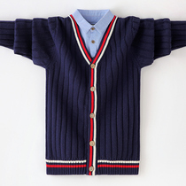 2020 new boy spring autumn casual sweaters CUHK childrens knitted cardio-hoodie childrens baby foreign air jacket thin wave