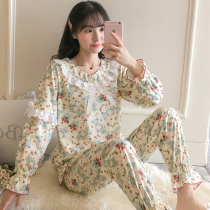 Princess Wind Pyjamas Woman Spring Autumn Season Long Sleeves Pure Cotton Suit Students Autumn Winter Sweet Beauty Han Version Thin and Autumn Summer Home Clothes