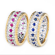 Natural sapphire ring 18K gold diamond Women Mens couples ring diamond ring counter jewelry