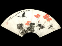 Yang Elephant Xian Boutique Flowers Bird Country Painting Fan Face Unframed Painting Film Villa Living Room Bookroom Tea Room Office Decoration