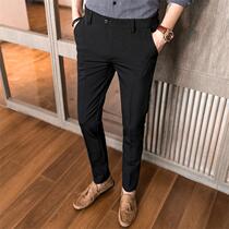 Autumn business casual trousers mens drop feeling suit pants hanging feeling ankle-length pants slim foot pants mens Korean trend