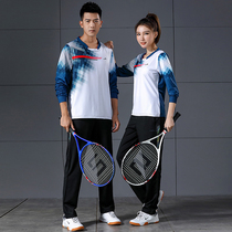 Autumn and winter badminton clothing long sleeve suit trousers competition training air volleyball clothing table tennis sportswear custom printing