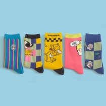 CrazySocks cartoon illustration Plaid candy cute socks sports cotton socks in-tube socks men and women tide socks