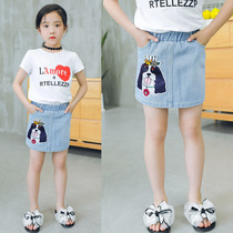 Girl Denim Short Dress 2020 Summer New Children Dress Cartoon Embroidered Dog Short Skirt Baby Soft Denim Half Body Dress