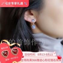 No pierced ears new blue moonstone mysterious and elegant temperament mosquito coil plate original handmade painless ear clip