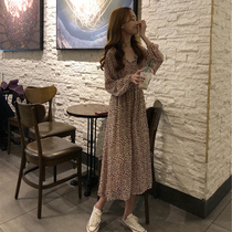 2021 early spring new womens French tea break gentle floral long dress high waist thin shebyshj dress