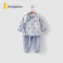 Tongtai autumn and winter New newborn baby 0-3 month male and female baby strap cotton kimono crotch cotton set