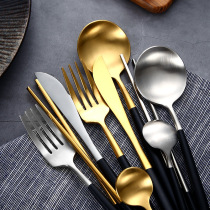 Knife and fork set chopsticks Portuguese tableware steak spoon stainless steel titanium gold cross border 304 stainless steel
