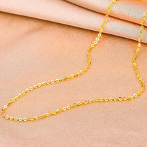 Gold necklace female 999 gold simple O-character chain 5G craft gold necklace Lady sexy collarbone Valentines Day gift